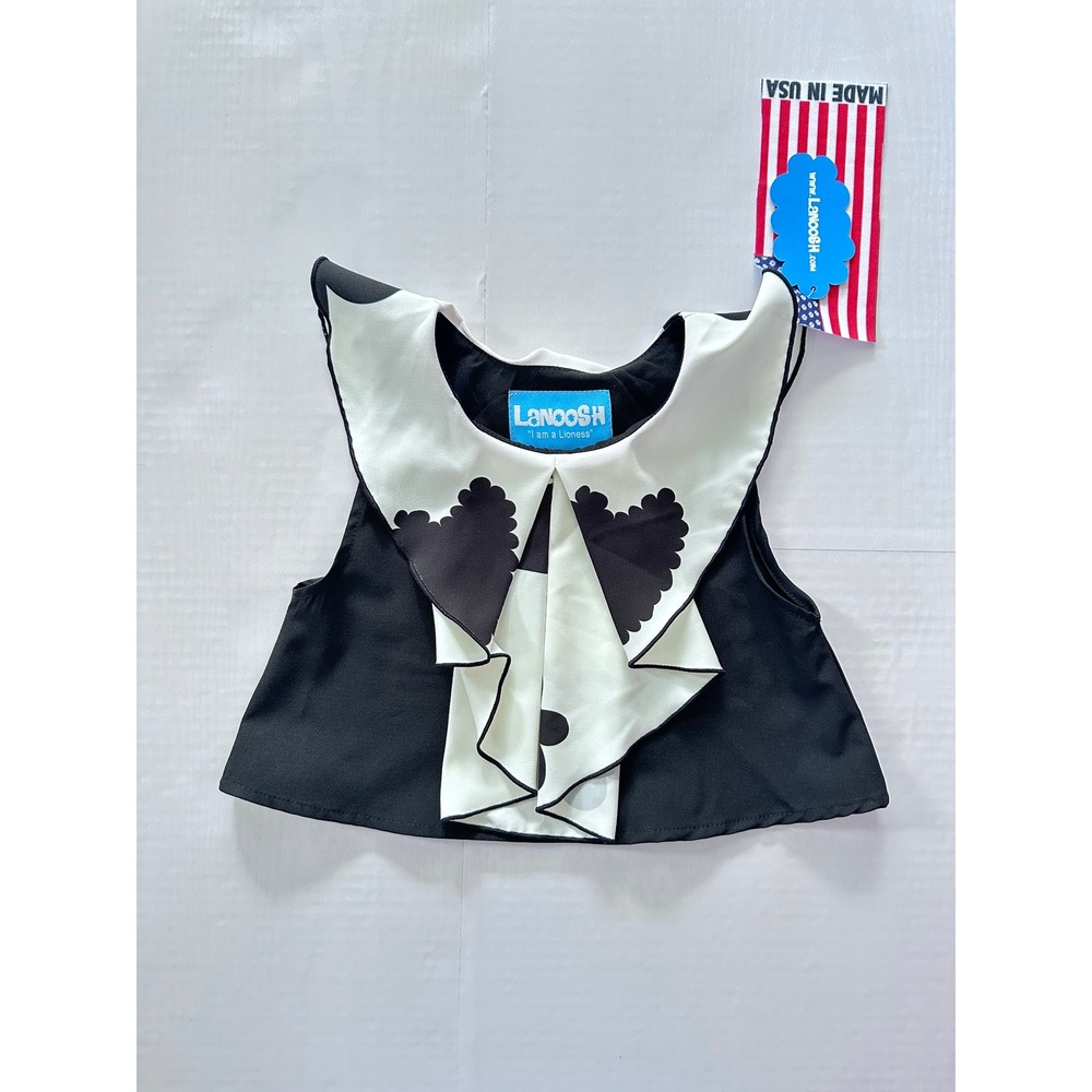 Lanoosh Kids Black White Ruffle Collar Sleeveless Top XXS 2-3 NEW